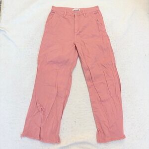 Uniqlo JW Anderson Painter Pants Womens 28 Pink Raw Hem Wide Leg Workwear